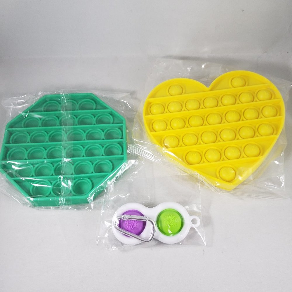 Pop it Toy Fidgit Bundle Push Bubble Sensory Stress Relief 2 + Keychain NIP
